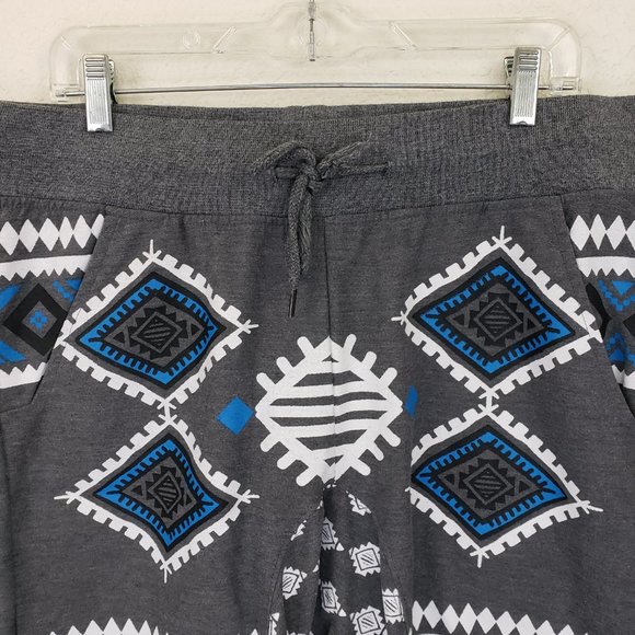 Retro Distrikt Men's Sz XL Grey Aztec Print Drawcord Casual Board Shorts - Picture 2 of 13